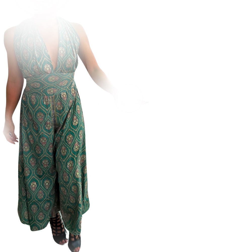 Woven Deep V Tie Back Pantsuit